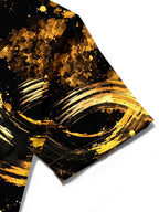 Oceanlyte Men's Short Sleeve Shirt - Abstract Gold And Black Swirls With Splatters Print with Chest Pocket
