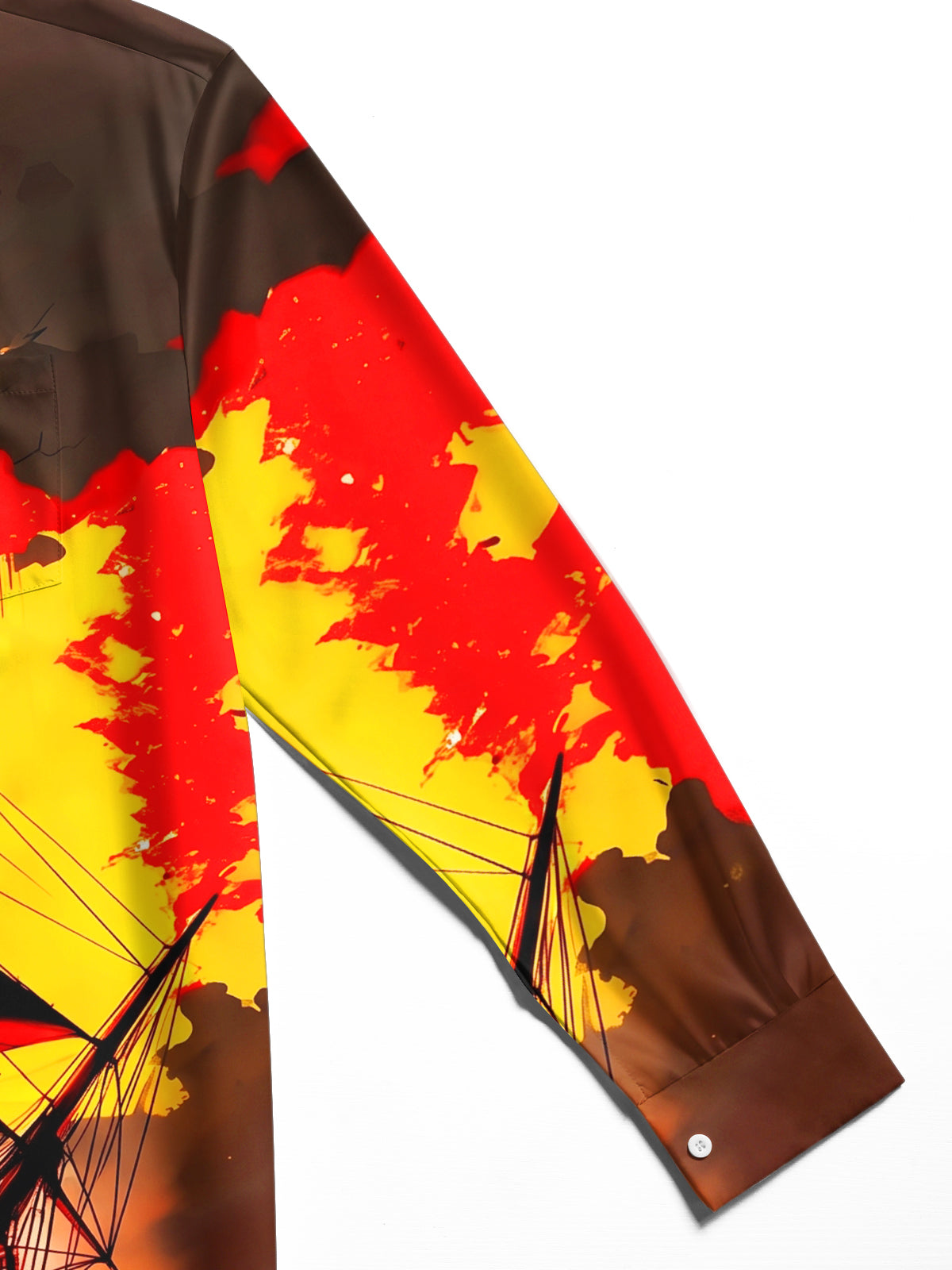 Oceanlyte Men's Printed Sailing Ship Sunset Print Long Sleeve Shirt with Chest Pocket