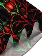 Oceanlyte Men's Short Sleeve Shirt - Halloween Black Cat With Green Moon And Red Lanterns Print with Chest Pocket