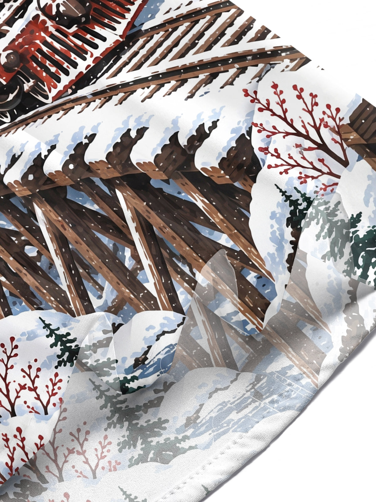 Oceanlyte Men's Short Sleeve Shirt - Vintage Steam Train In Snowy Mountain Landscape Print with Chest Pocket
