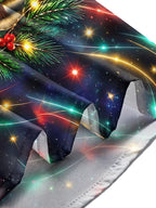 Oceanlyte Men's Long Sleeve Shirt - Christmas Tree With Ornaments And Pine Branches Print with Chest Pocket