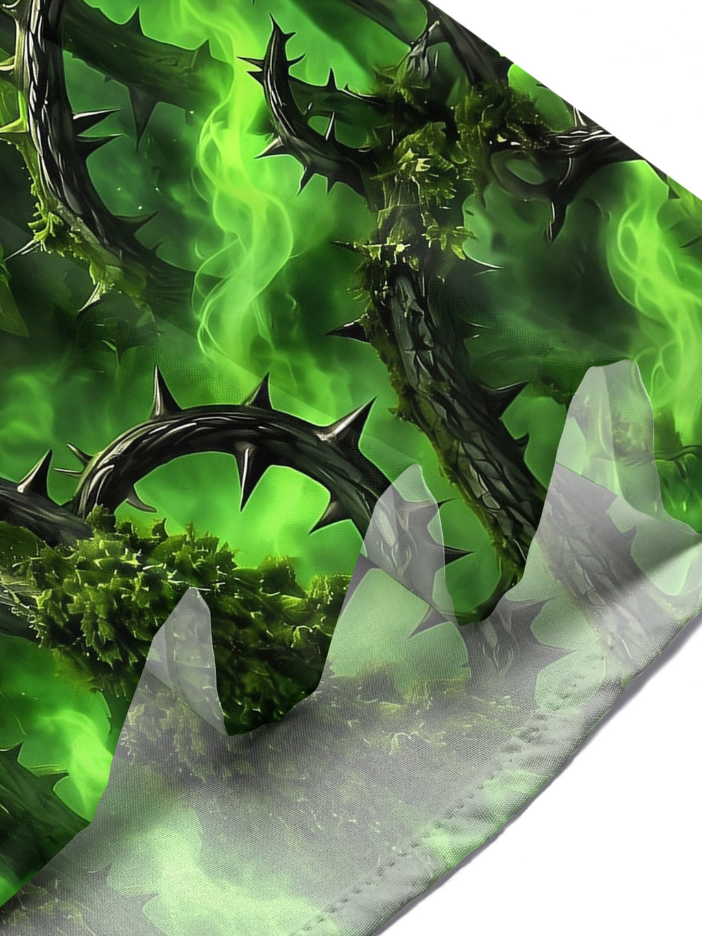 Oceanlyte Men's Green Demon Face With Thorny Vines Print Short Sleeve Shirt with Chest Pocket