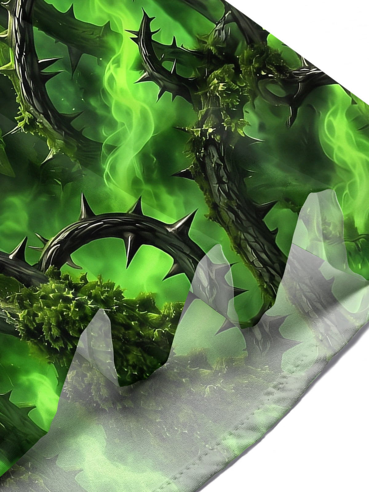 Oceanlyte Men's Green Demon Face With Thorny Vines Print Short Sleeve Shirt with Chest Pocket