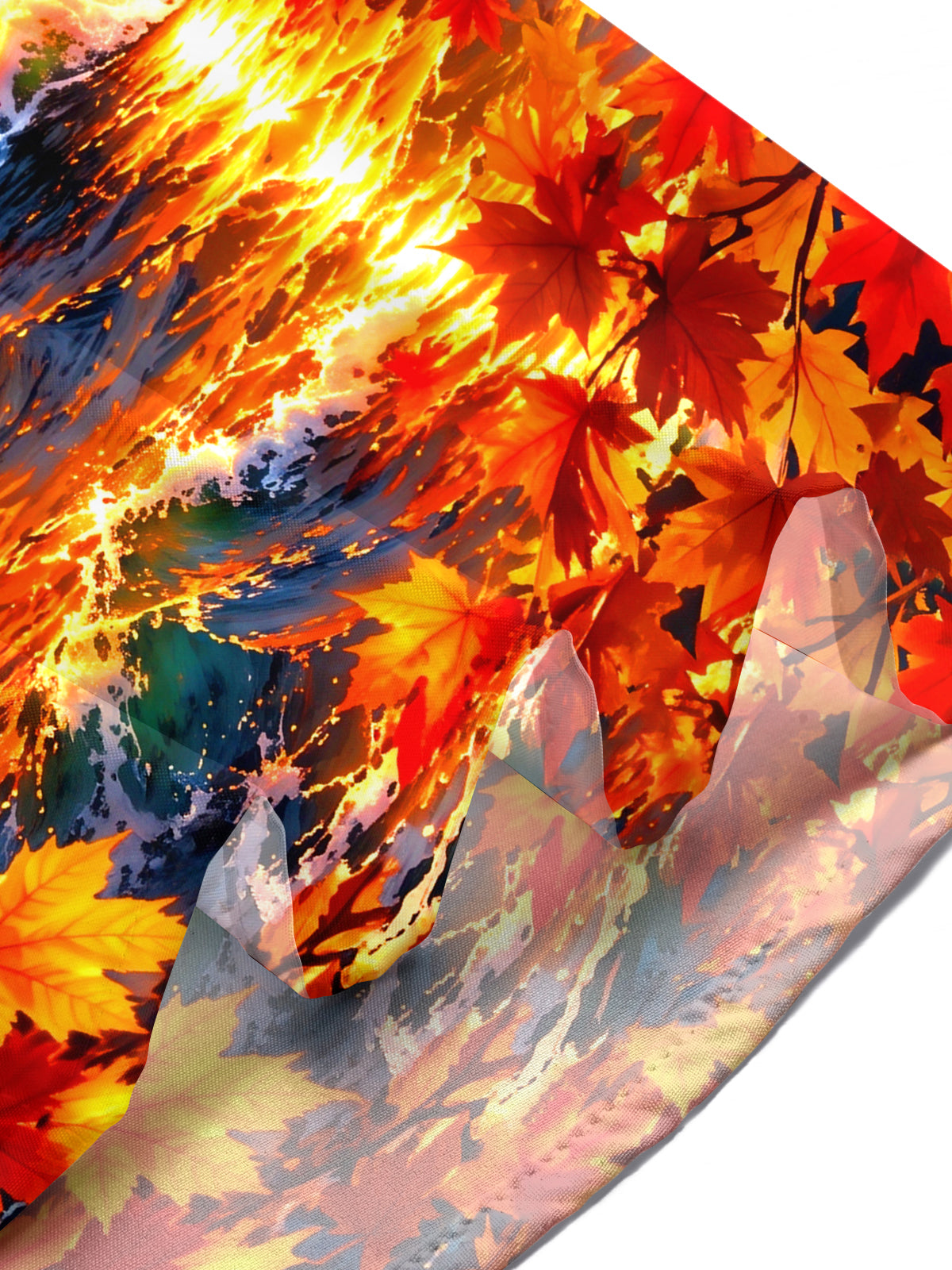 Oceanlyte Men's Short Sleeve Stand Collar Shirt - Thanksgiving Cruise Ship With Turkeys And Autumn Leaves Print with Chest Pocket