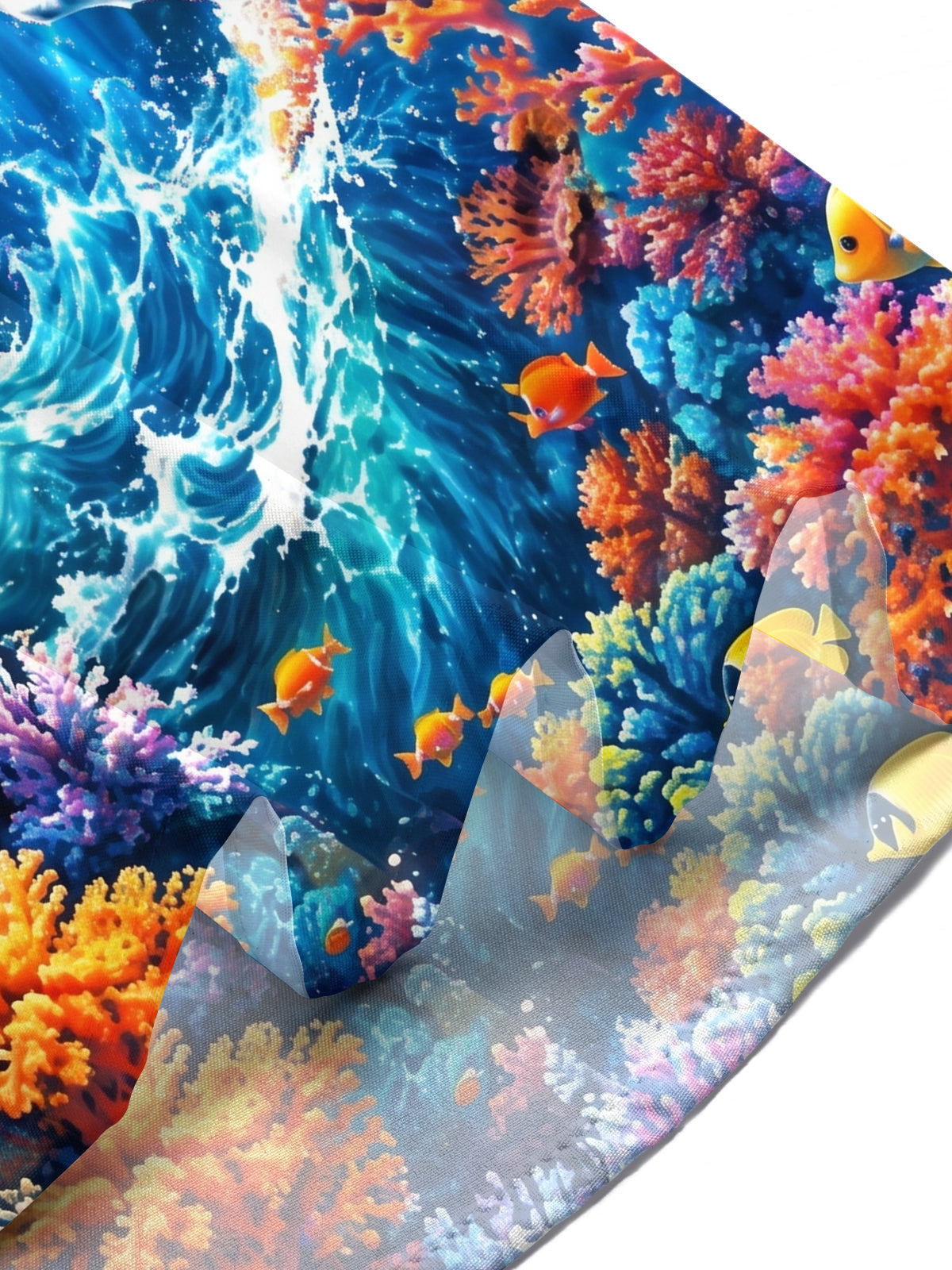 Oceanlyte Men's Hawaiian Blue Whale And Coral Reef Print Short Sleeve Shirt with Chest Pocket