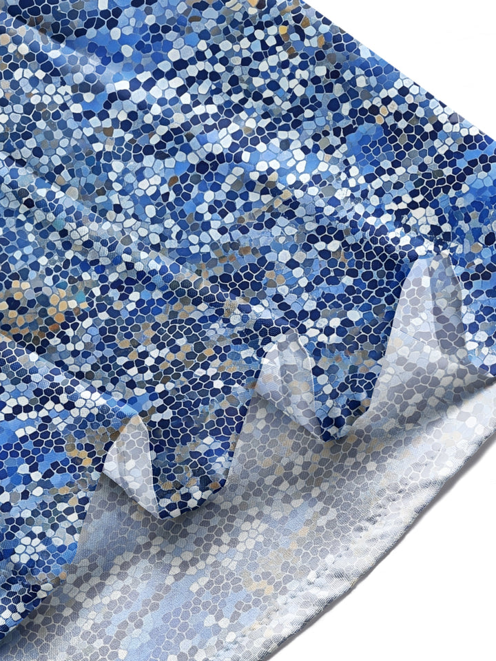 Oceanlyte Men's Patterned Mosaic Tile Pattern Long Sleeve Shirt with Chest Pocket