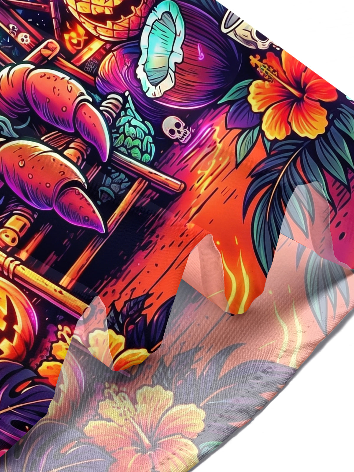 Oceanlyte Men's Halloween Monster And Jack-o-lanterns Print Short Sleeve Shirt with Chest Pocket