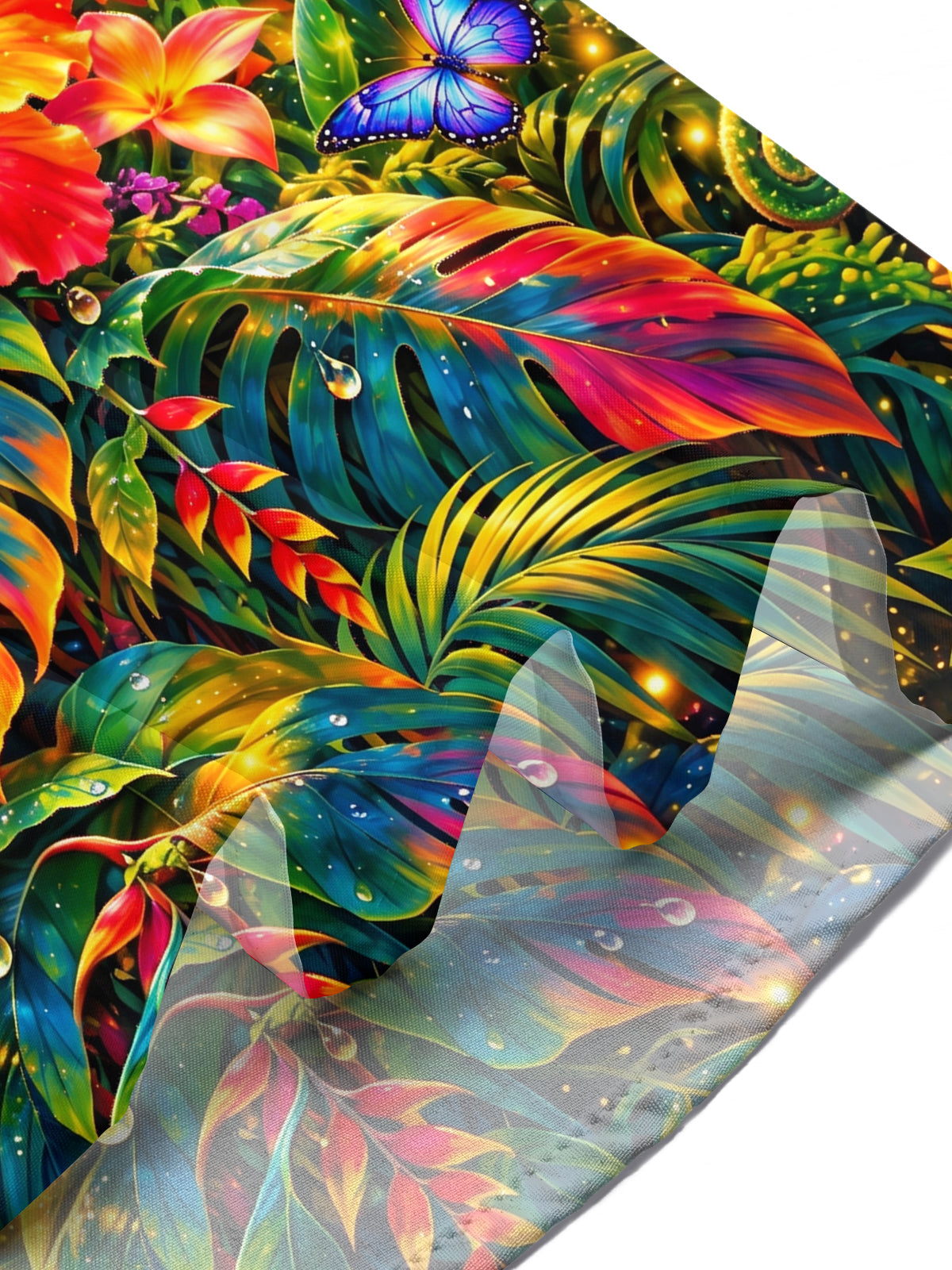 Oceanlyte Men's Tropical Flowers And Butterflies Print Short Sleeve Shirt with Chest Pocket