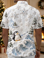 Oceanlyte Men's Graphic 3D Winter Snowscape Print Short Sleeve Shirt with Chest Pocket