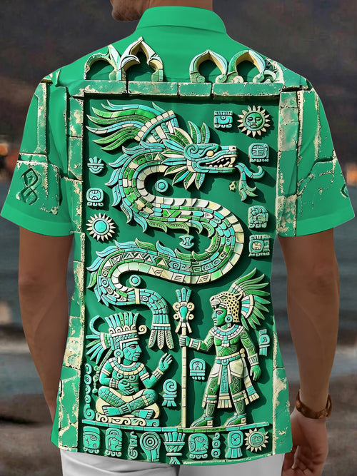 Oceanlyte Men's 3D Totem Print Short Sleeve Shirt with Chest Pocket