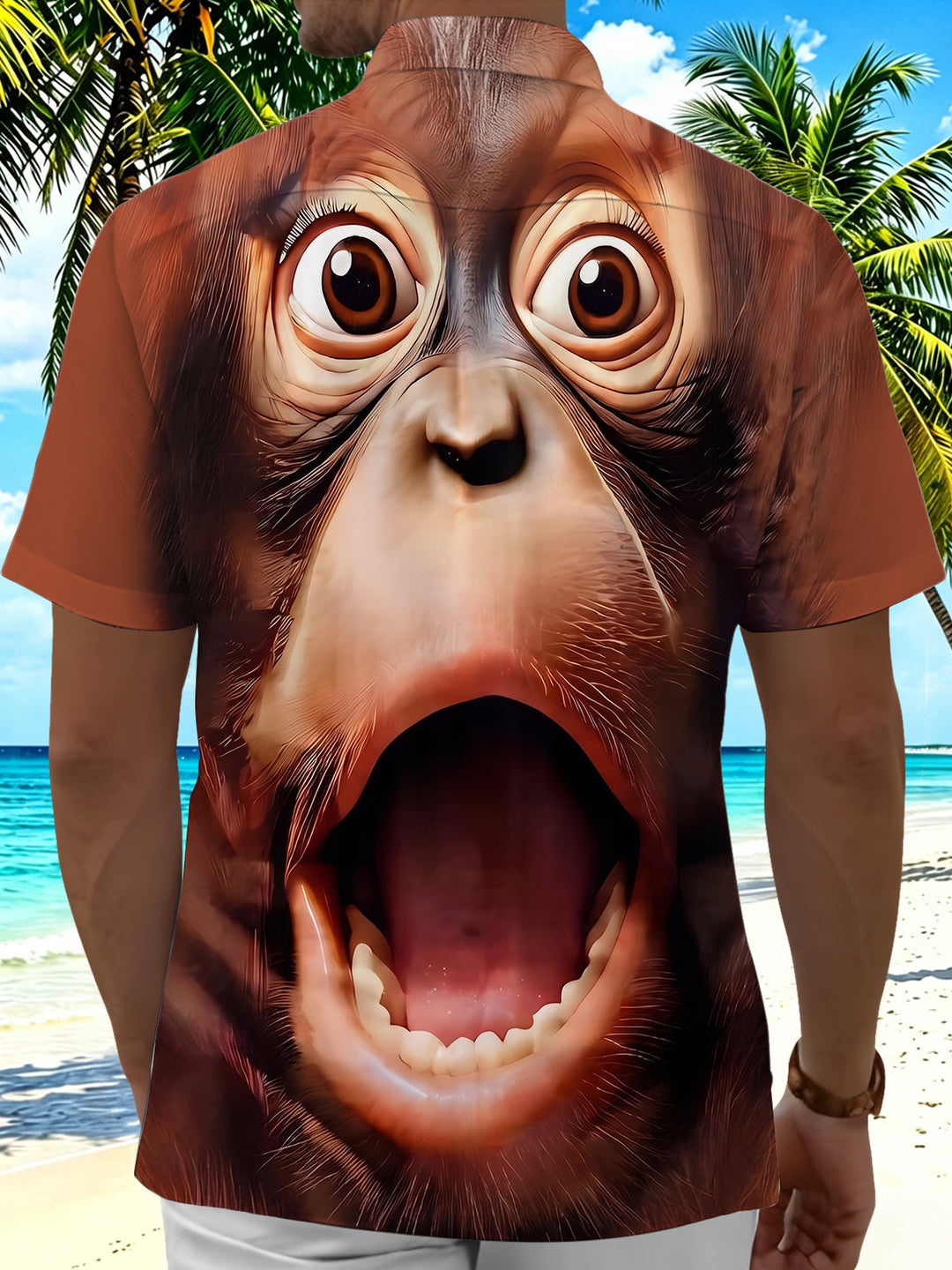 Funny Gorilla Realistic Portrait Men's Pocket Short Sleeve Shirts
