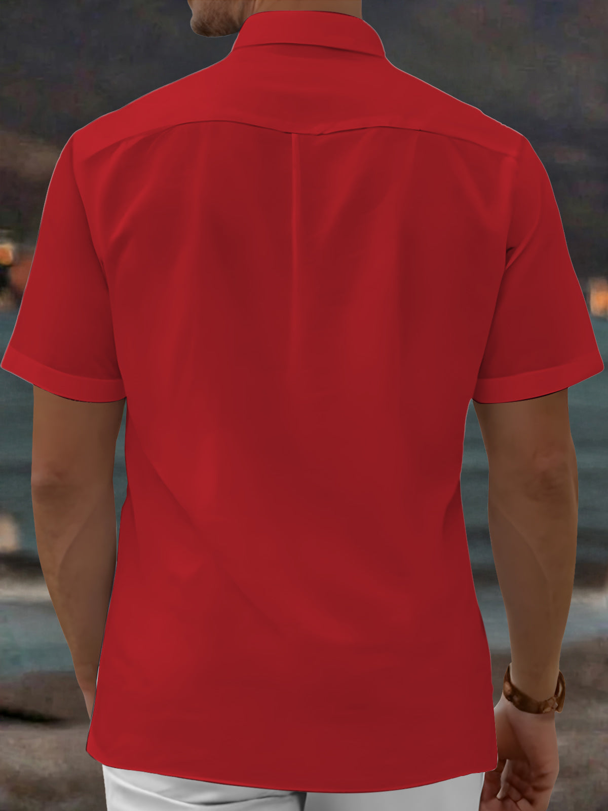 Oceanlyte Men's Short Sleeve Shirt - Halloween Skull With Sunglasses And Skeleton Hand Holding Jack-o-lantern Print with Chest Pocket
