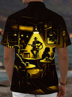 Oceanlyte Men's Graphic Folk Singer Silhouette Print Short Sleeve Shirt with Chest Pocket