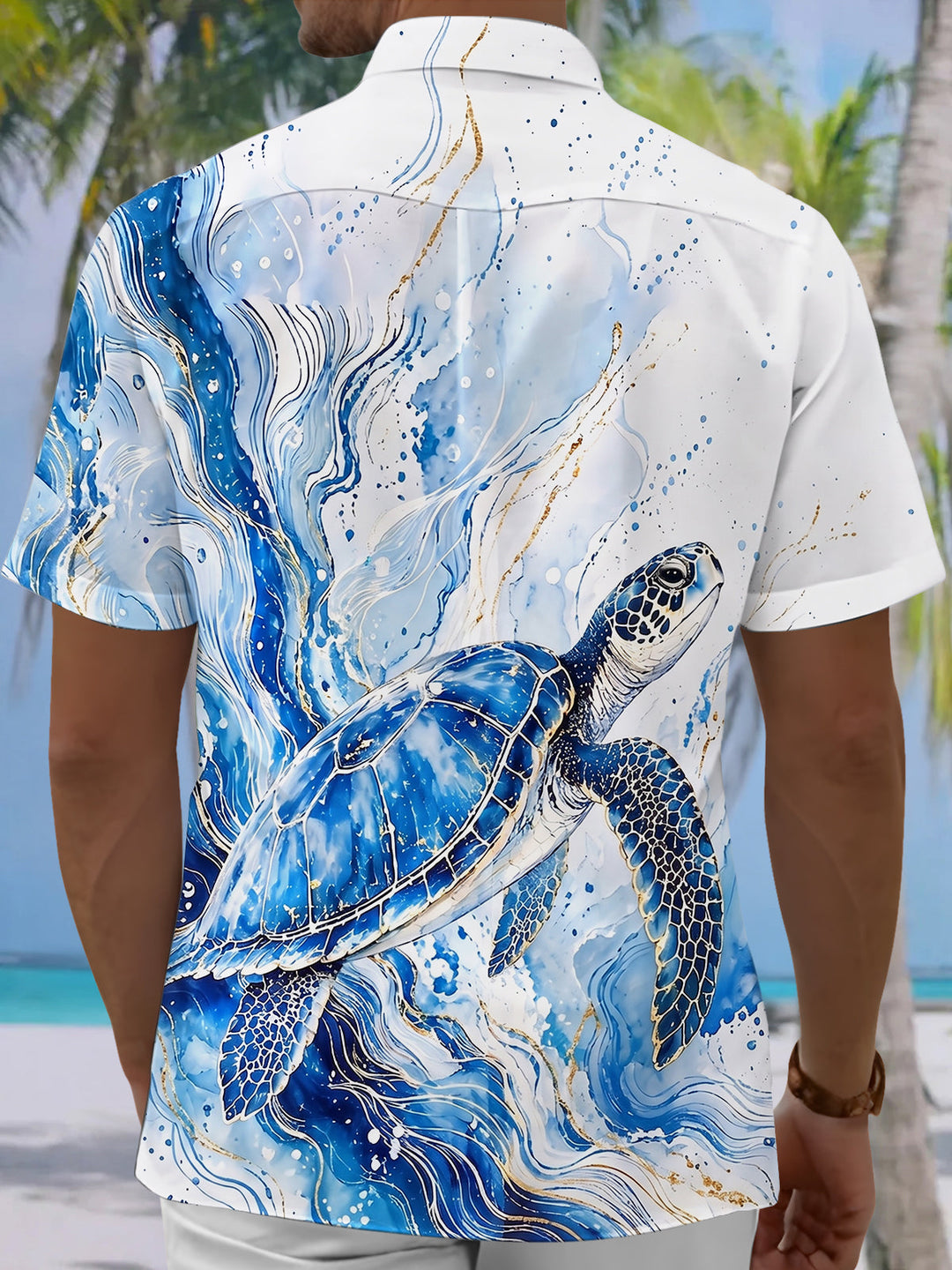 Hawaiian Sea Turtle Men's Pocket Short Sleeve Shirts