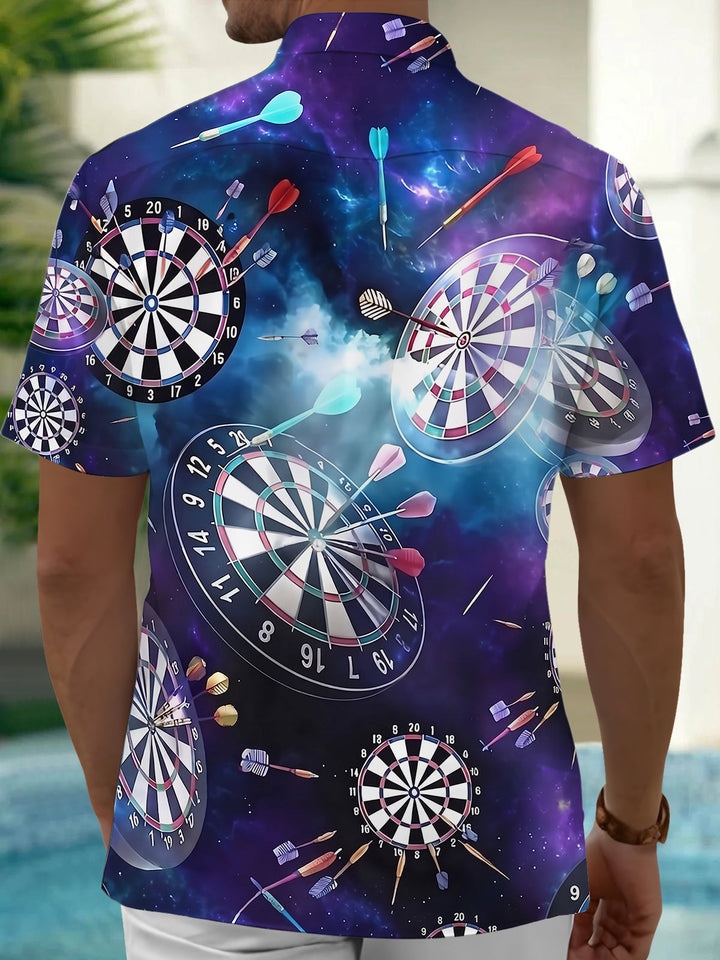 Oceanlyte Men's Printed Dartboard Pattern Short Sleeve Shirt with Chest Pocket