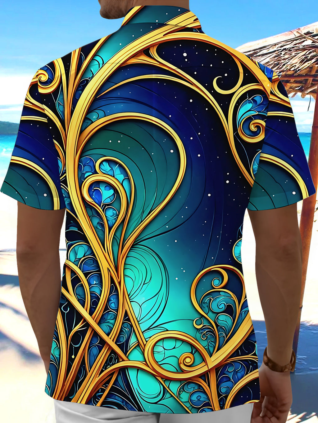 Oceanlyte Men's Printed Abstract Swirl Pattern Short Sleeve Shirt with Chest Pocket