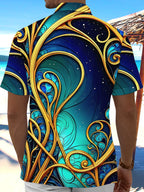 Oceanlyte Men's Printed Abstract Swirl Pattern Short Sleeve Shirt with Chest Pocket