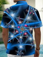 Oceanlyte Men's Printed Abstract Geometric Stars Print Short Sleeve Shirt with Chest Pocket