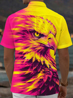 Oceanlyte Men's Hawaiian Eagle Head Print Short Sleeve Shirt with Chest Pocket