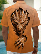 Oceanlyte Men's 3D 3D Dragon Burst Print Short Sleeve Shirt with Chest Pocket
