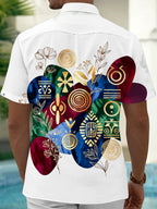 Oceanlyte Men's Printed Abstract Watercolor Blobs Print Short Sleeve Shirt with Chest Pocket