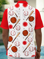 Oceanlyte Men's Baseball Equipment And Home Plate Print Short Sleeve Shirt with Chest Pocket