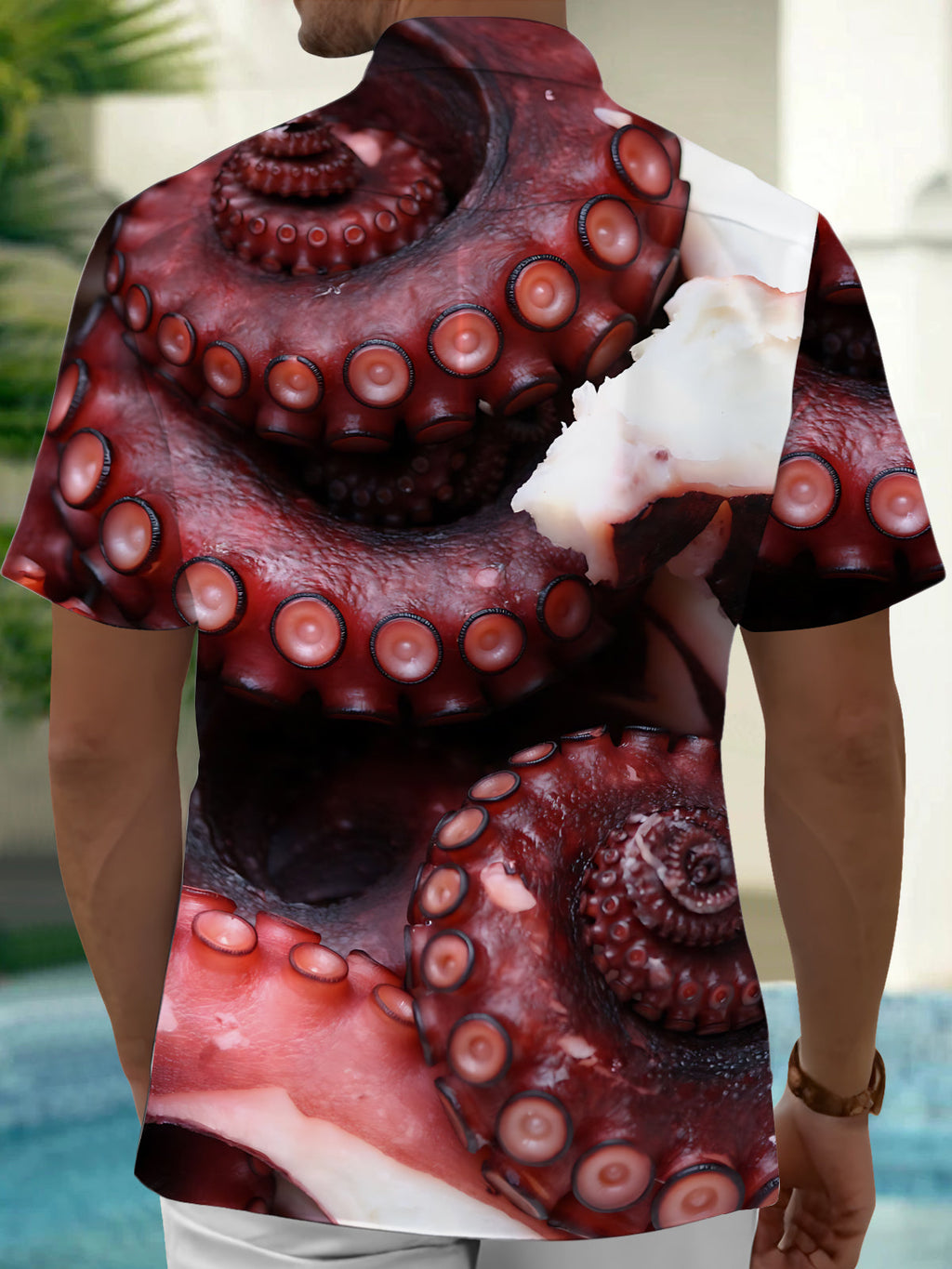 Oceanlyte Men's Graphic Octopus Tentacles Print Seafood Print Short Sleeve Shirt with Chest Pocket