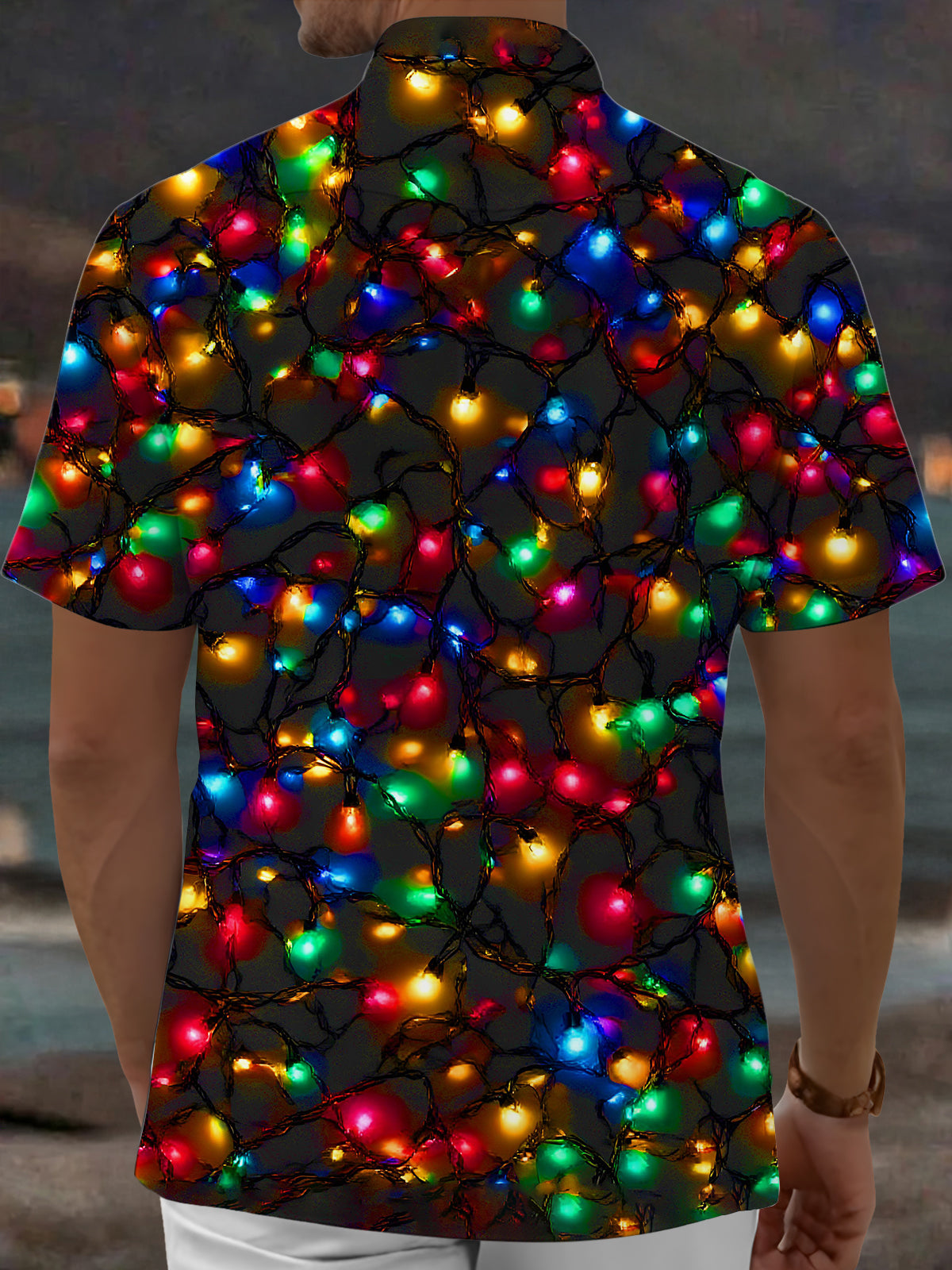 Oceanlyte Men's Printed Neon Tuxedo Print Short Sleeve Shirt with Chest Pocket