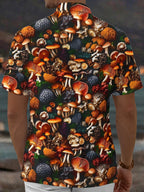 Oceanlyte Men's Hawaiian Mushroom Forest Print Short Sleeve Shirt with Chest Pocket
