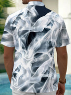 Oceanlyte Men's Printed Abstract Fluid Waves Print Short Sleeve Shirt with Chest Pocket