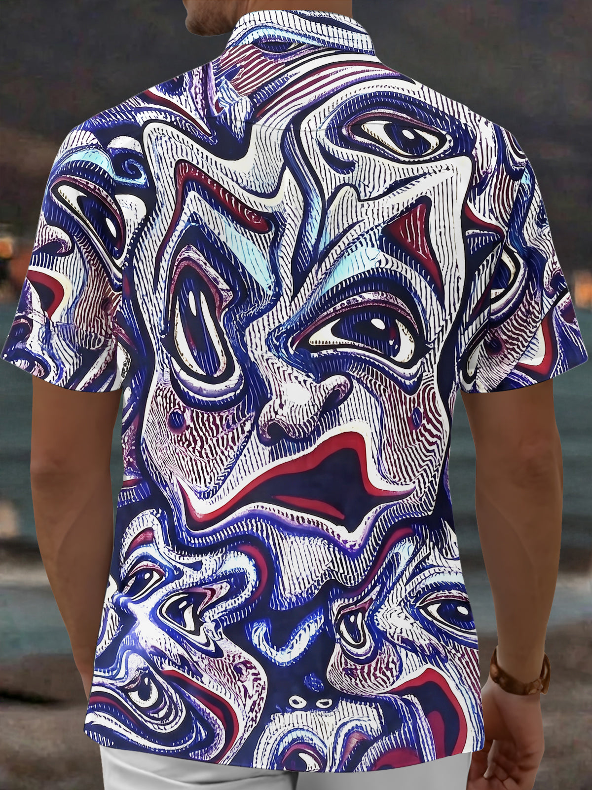 Oceanlyte Men's Printed Pattern Print Short Sleeve Shirt with Chest Pocket
