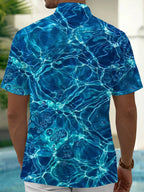 Oceanlyte Men's Abstract Water Ripples And Bubbles Print Short Sleeve Shirt with Chest Pocket