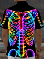Colorful Skull Men's Pocket Short Sleeve Shirts