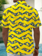 Oceanlyte Men's Geometric Zigzag And Triangles Print Short Sleeve Shirt with Chest Pocket