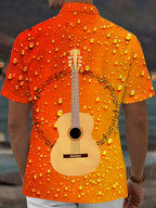 Oceanlyte Men's Graphic Guitar Print Musical Notes Print Short Sleeve Shirt with Chest Pocket