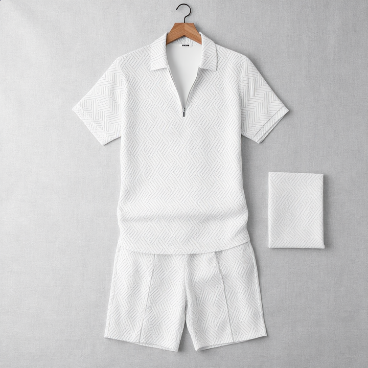 Men's Geometric Lapel Casual Set