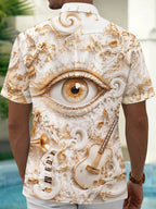 Oceanlyte Men's Graphic 3D Eye Print Short Sleeve Shirt with Chest Pocket