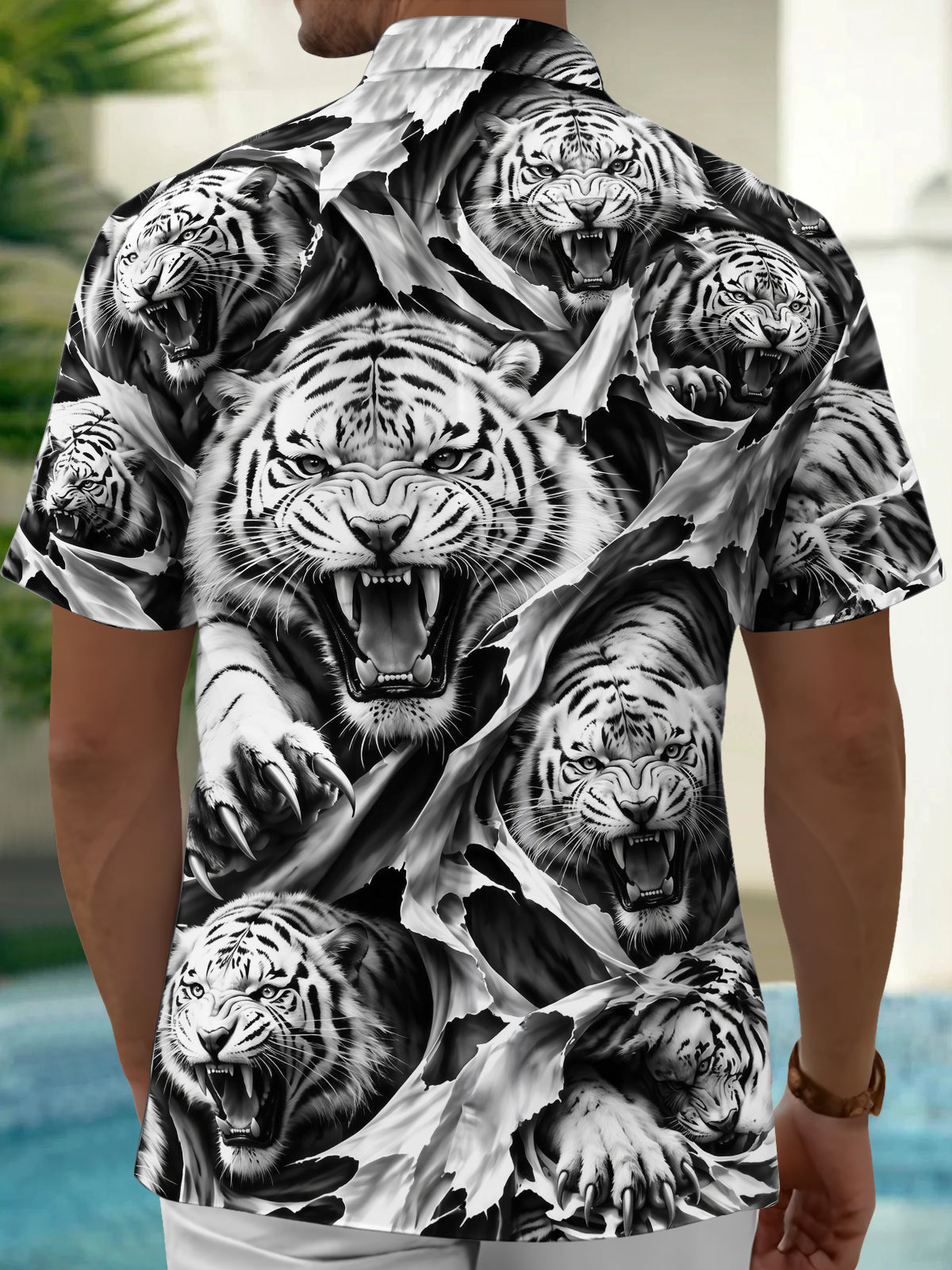 Oceanlyte Men's Hawaiian Pattern Print Short Sleeve Shirt with Chest Pocket