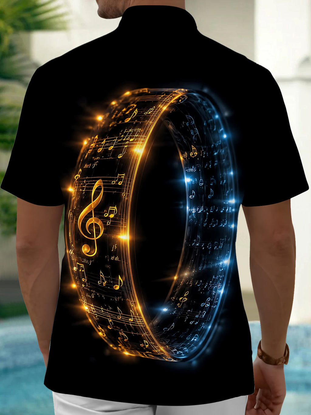 Oceanlyte Musical Notes Short Sleeve Shirt with Chest Pocket