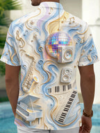 Oceanlyte Men's Graphic Disco Ball Print Short Sleeve Shirt with Chest Pocket