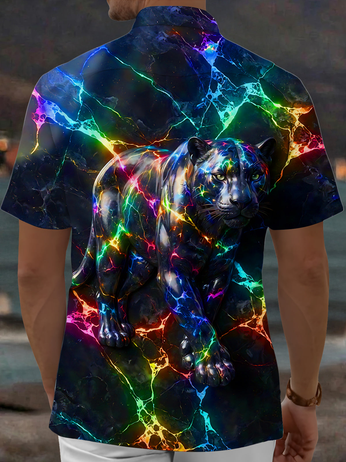 Oceanlyte Men's Graphic V-neck Print Short Sleeve Shirt with Chest Pocket