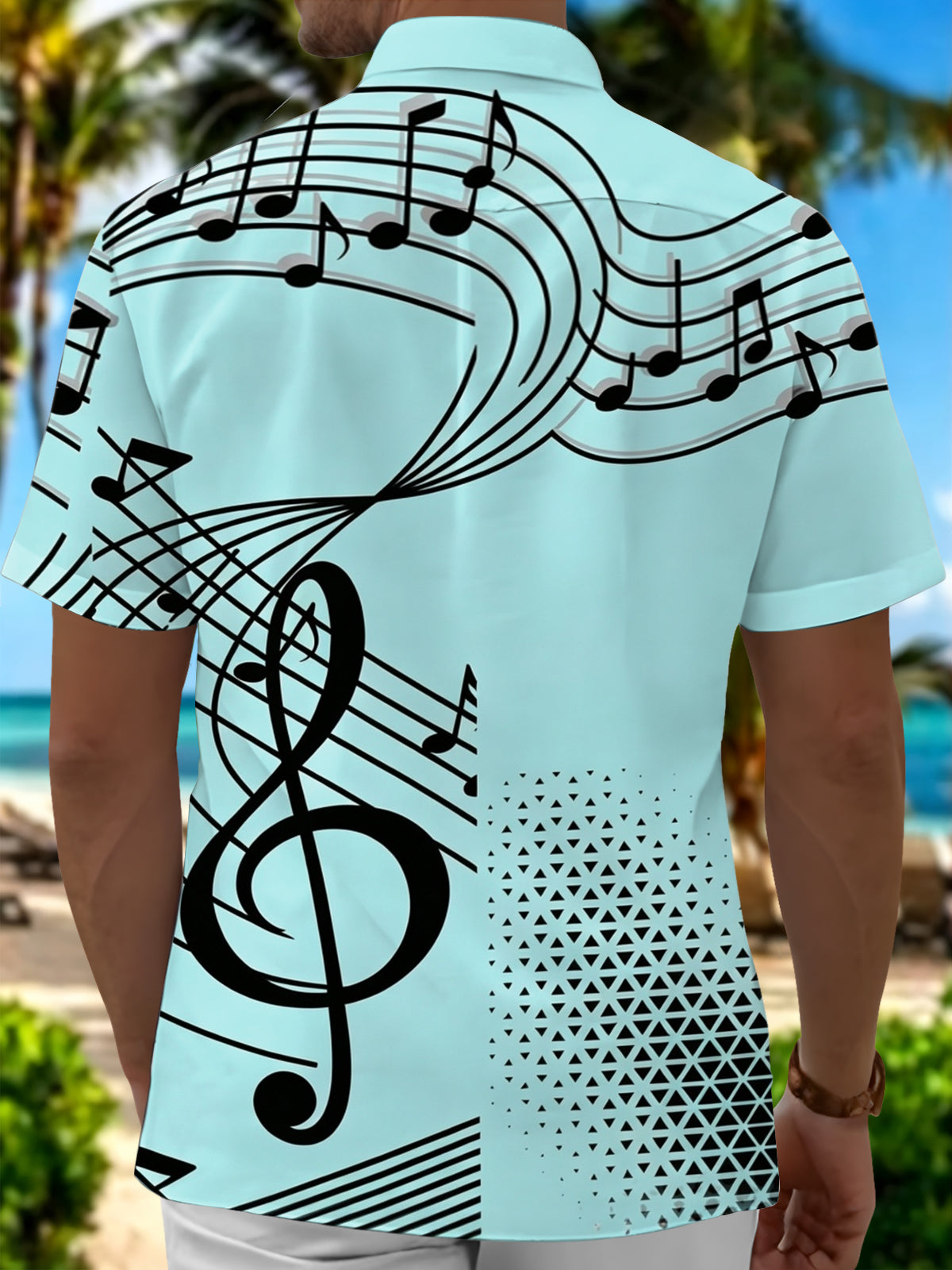 Oceanlyte Men's Graphic Music Notes Print Sports Car Print Short Sleeve Shirt with Chest Pocket