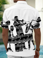 Oceanlyte Men's Printed Singer Print Short Sleeve Shirt with Chest Pocket