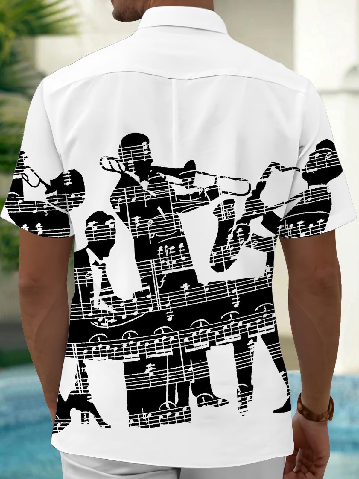 Oceanlyte Men's Printed Singer Print Short Sleeve Shirt with Chest Pocket