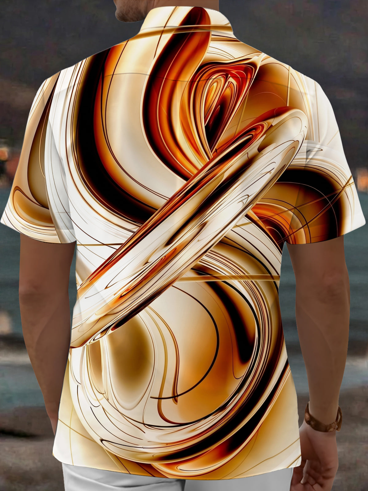 Oceanlyte Men's Printed Abstract Swirl Pattern Short Sleeve Shirt with Chest Pocket