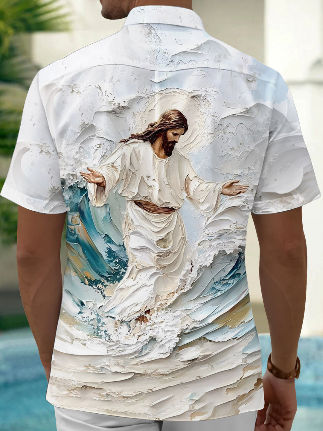 Oceanlyte Men's Graphic Christian Print Short Sleeve Shirt with Chest Pocket