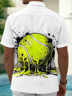 Oceanlyte Men's Melting Tennis Ball With Splatter Art Print Short Sleeve Shirt with Chest Pocket