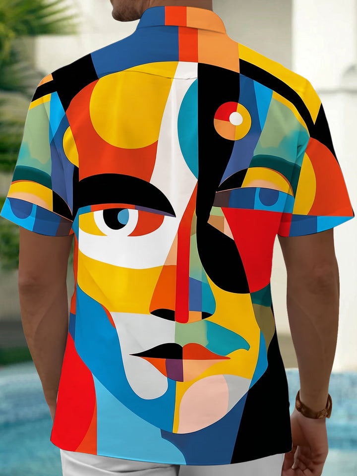 Oceanlyte Men's Graphic Printed Print Short Sleeve Shirt with Chest Pocket