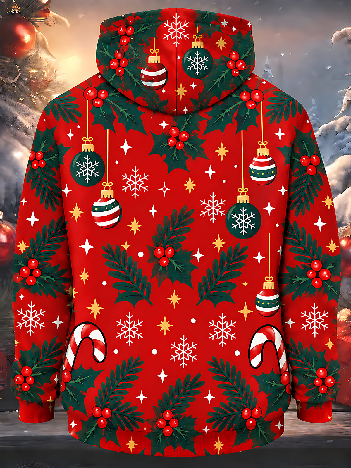 Oceanlyte Men's Printed Christmas Pattern Long Sleeve Hoodie
