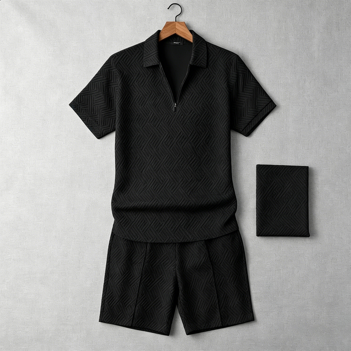 Men's Geometric Lapel Casual Set